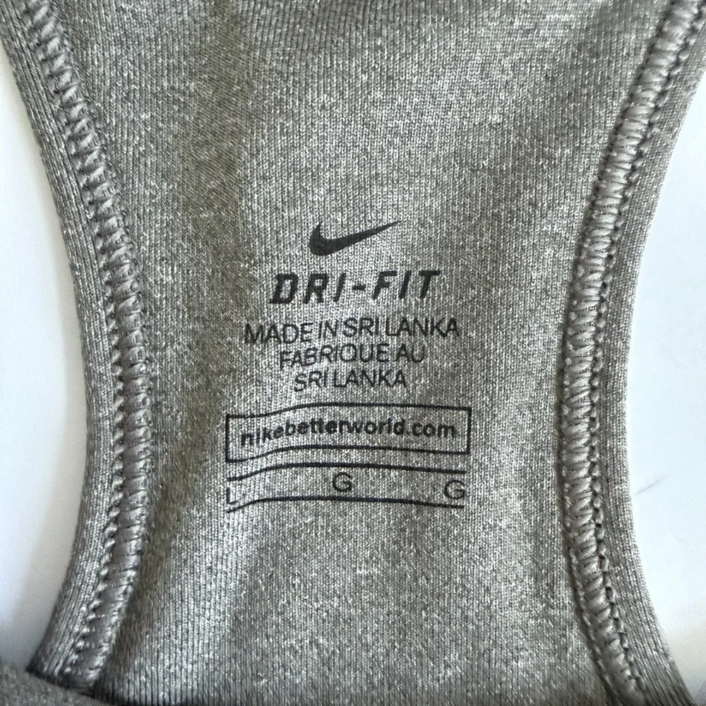 Nike Dri-fit Sports Bra‎ Size Large GrayBlack Racerback Medium Impact Support